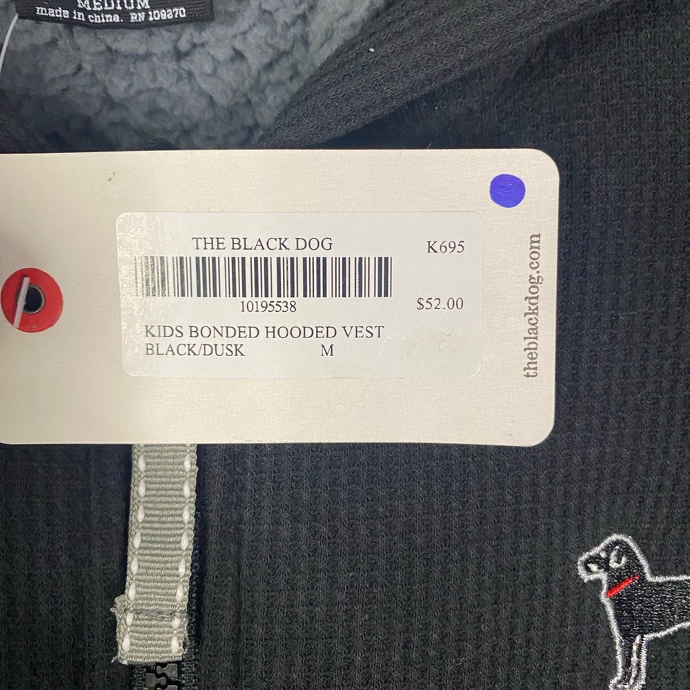 The Black Dog kids bonded hooded vest NWT - Picture 5 of 9